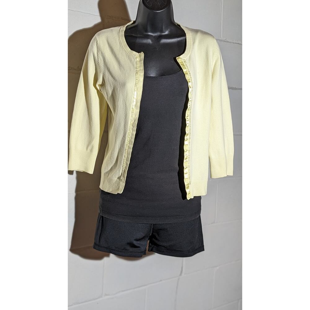 Old Navy Snap Front Yellow Cardigan Sweater Womens 3/4 Sleeve Top Xsmall